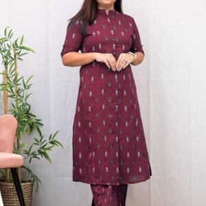 GoSriKi Women Cotton Printed A-Line Ethnic Co-Ord Set | Kurta Pant Set | Kurta Palazzo Set | Stylish Suit Set, Festival